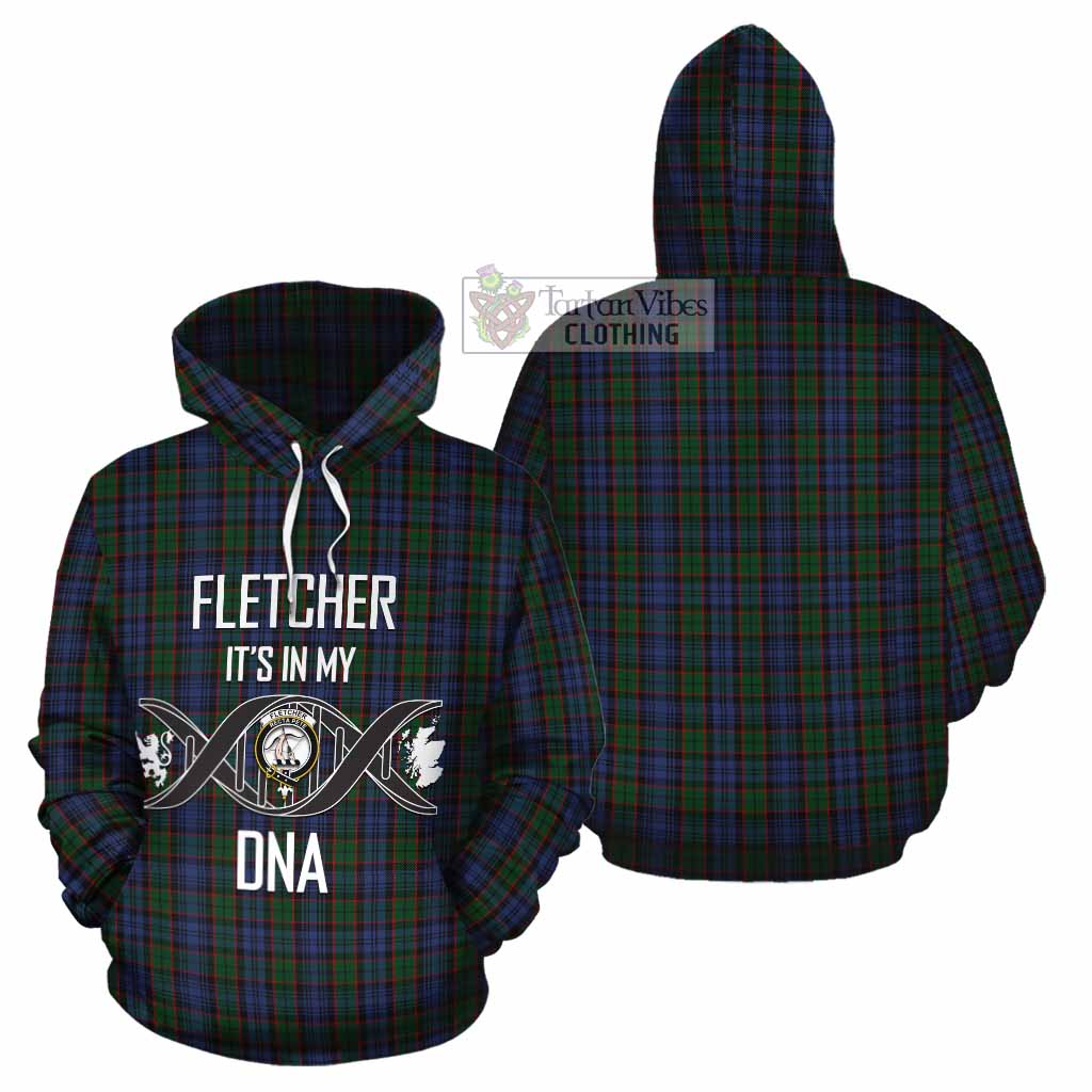 Tartan Vibes Clothing Fletcher Tartan Cotton Hoodie with Family Crest DNA In Me Style