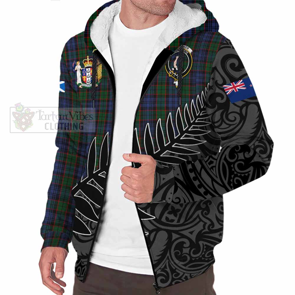 Tartan Vibes Clothing Fletcher Crest Tartan Sherpa Hoodie with New Zealand Silver Fern Half Style