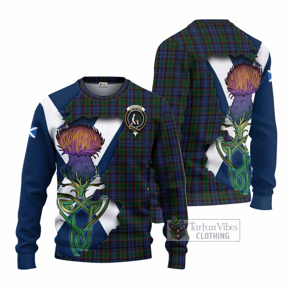 Fletcher Tartan Family Crest Knitted Sweater Scottish Thistle Celtic Inspired - Tartan Vibes Clothing