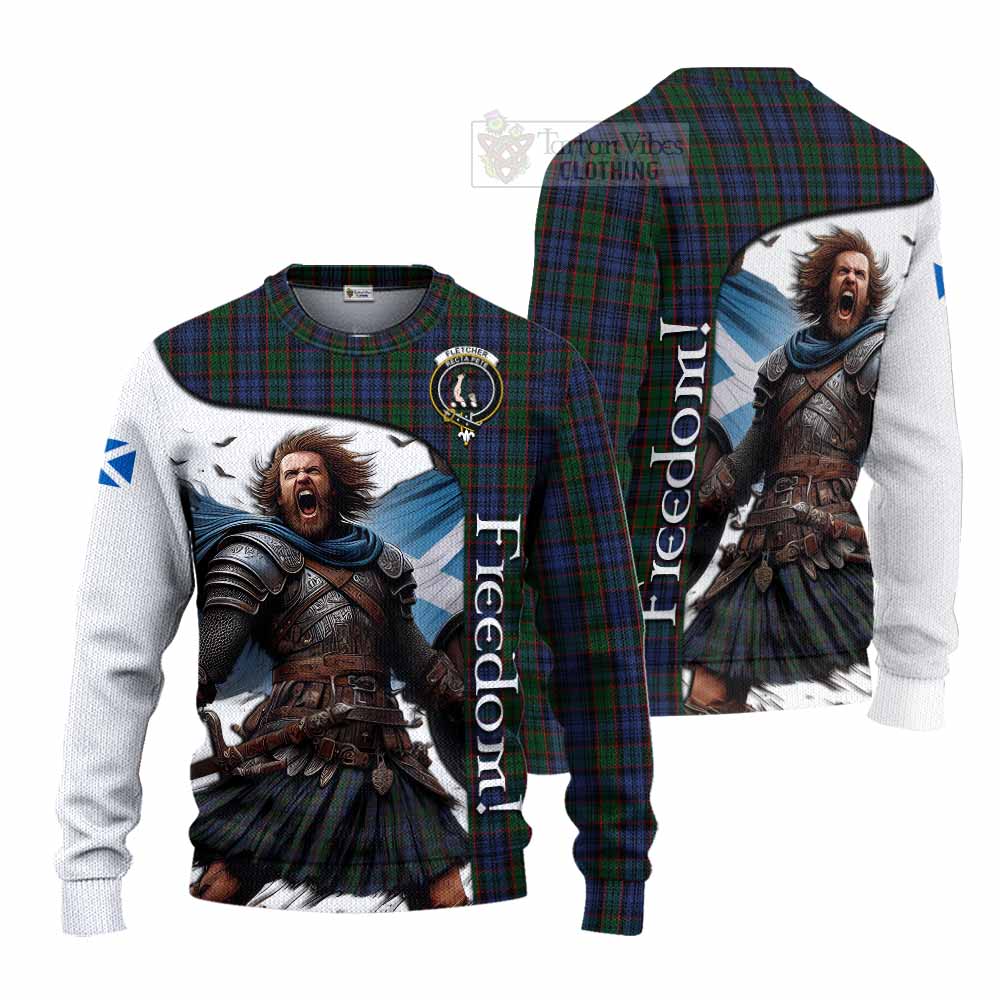 Tartan Vibes Clothing Fletcher Crest Tartan Knitted Sweater Inspired by the Freedom of Scottish Warrior