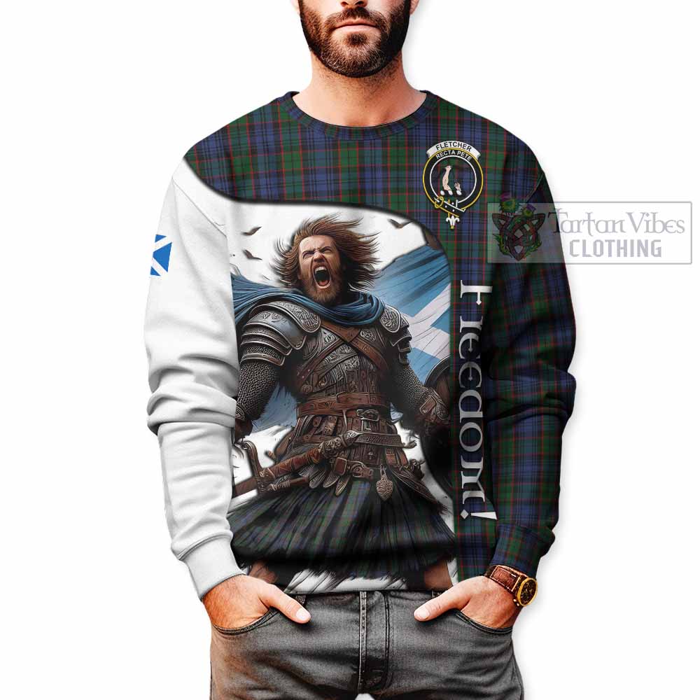 Tartan Vibes Clothing Fletcher Crest Tartan Sweatshirt Inspired by the Freedom of Scottish Warrior