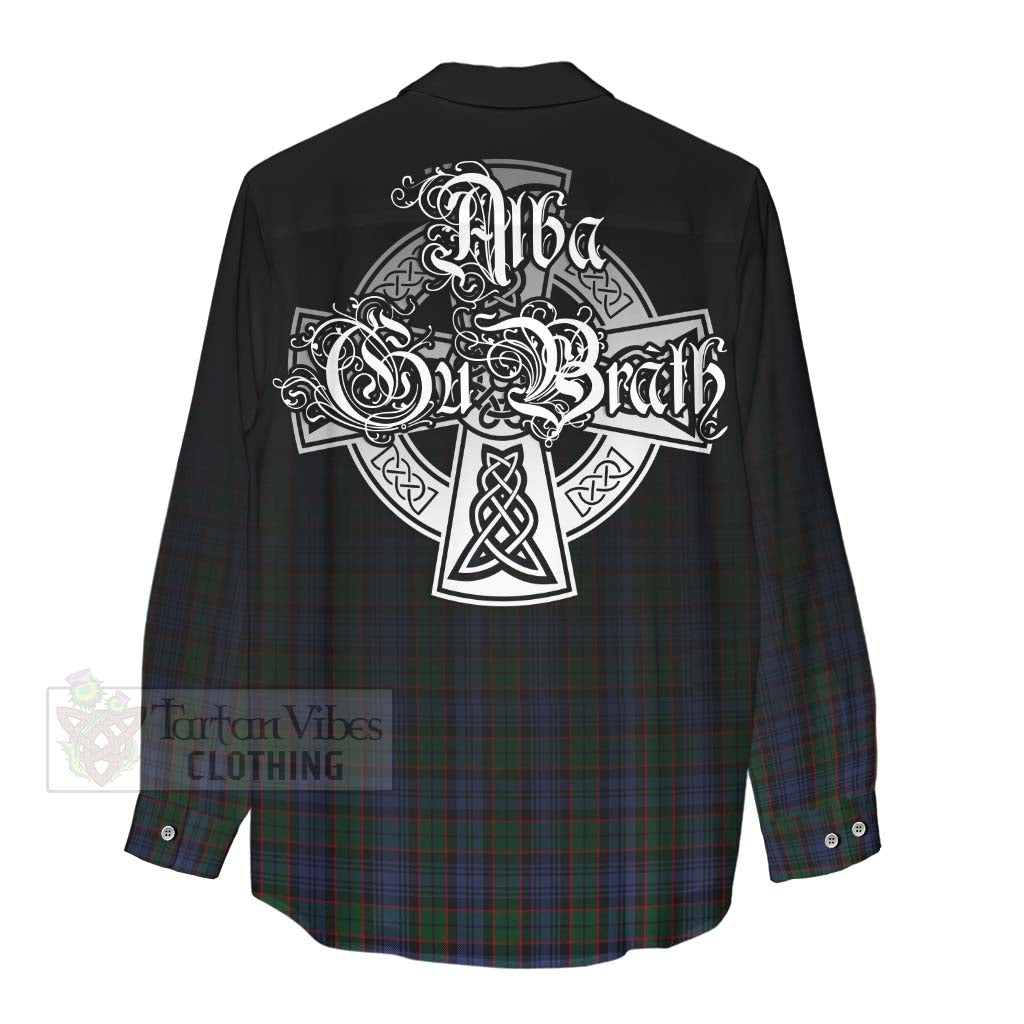 Tartan Vibes Clothing Fletcher Tartan Women's Casual Shirt Featuring Alba Gu Brath Family Crest Celtic Inspired