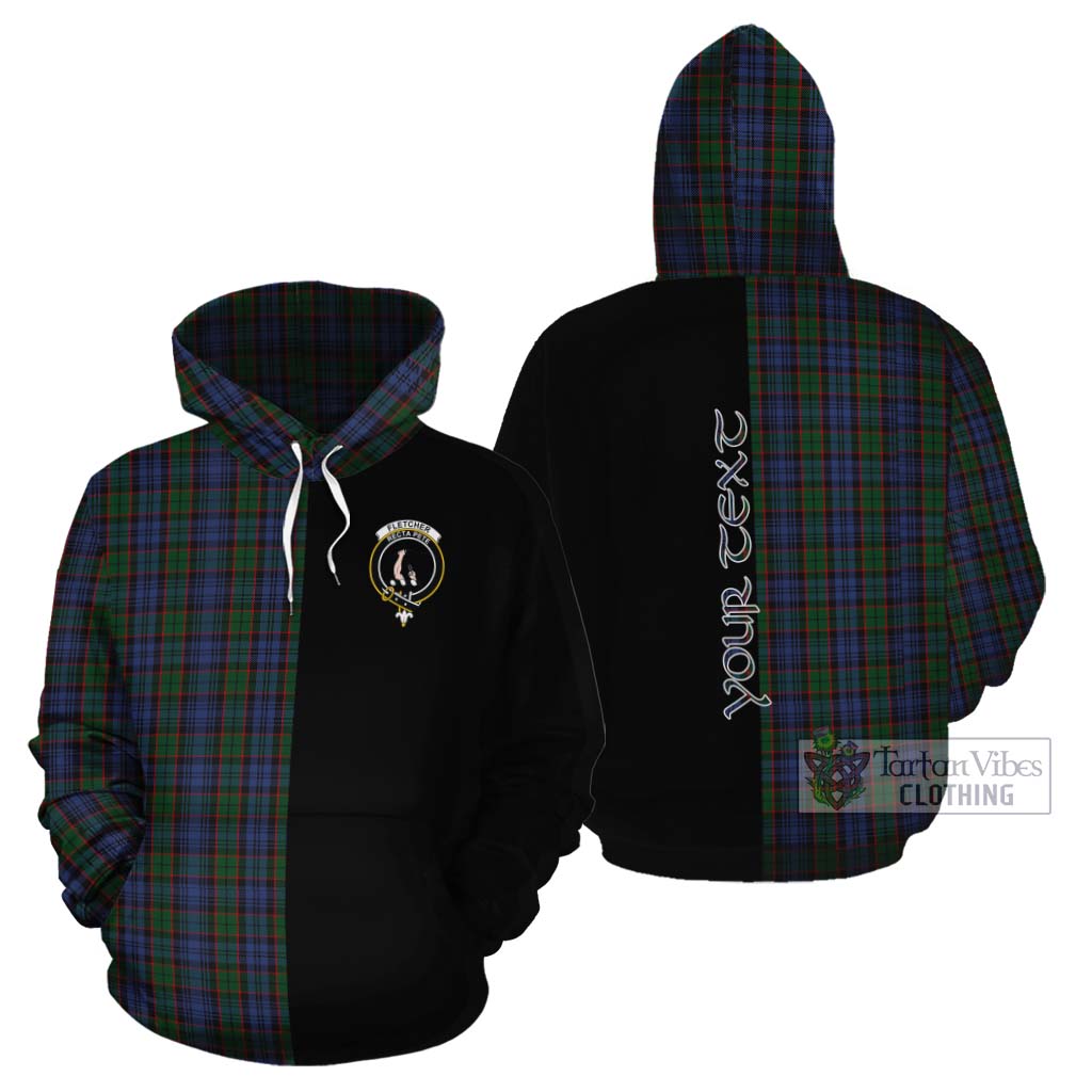 Tartan Vibes Clothing Fletcher Tartan Cotton Hoodie with Family Crest and Half Of Me Style