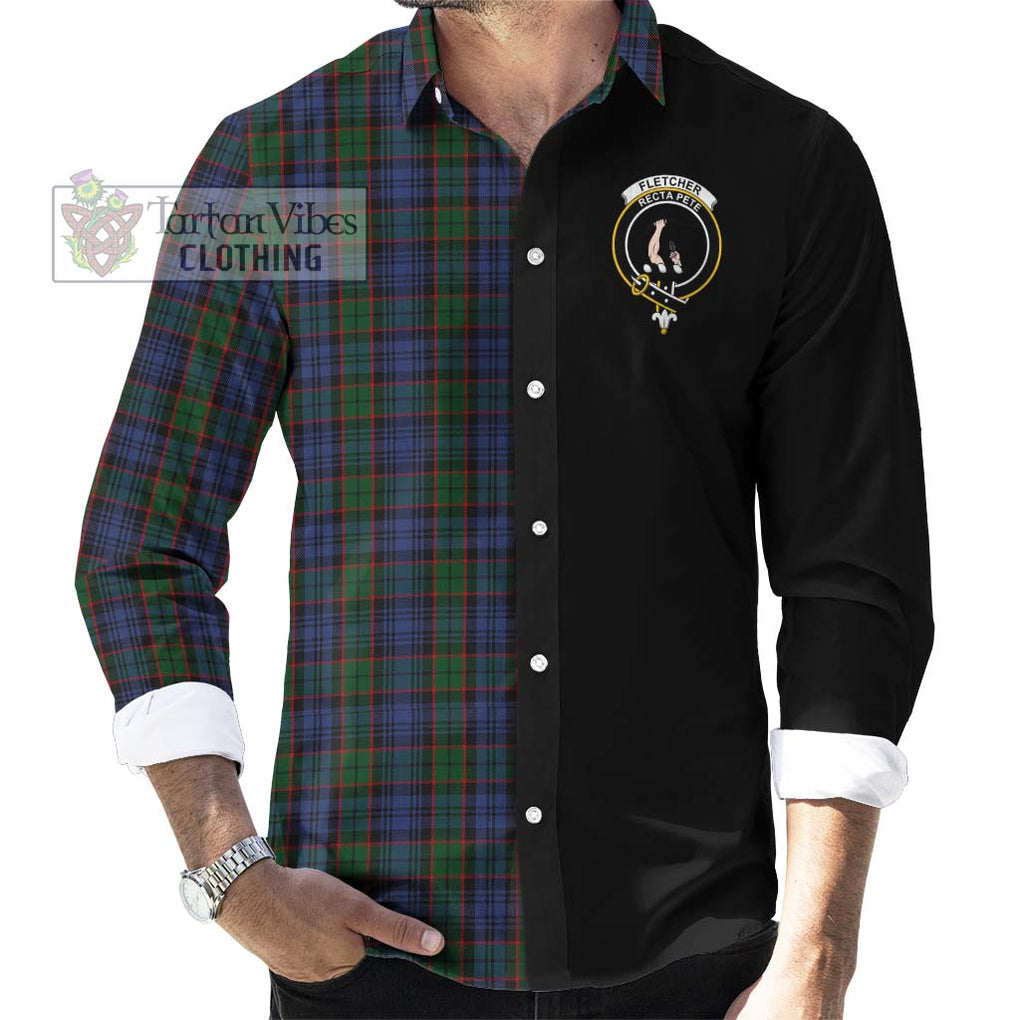 Fletcher Tartan Long Sleeve Button Shirt with Family Crest and Half Of Me Style - Tartanvibesclothing Shop