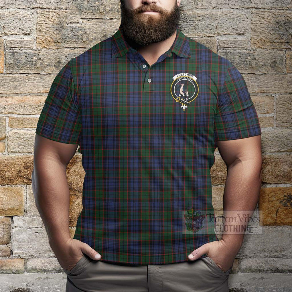 Tartan Vibes Clothing Fletcher Tartan Polo Shirt with Family Crest and Bearded Skull Holding Bottles of Whiskey