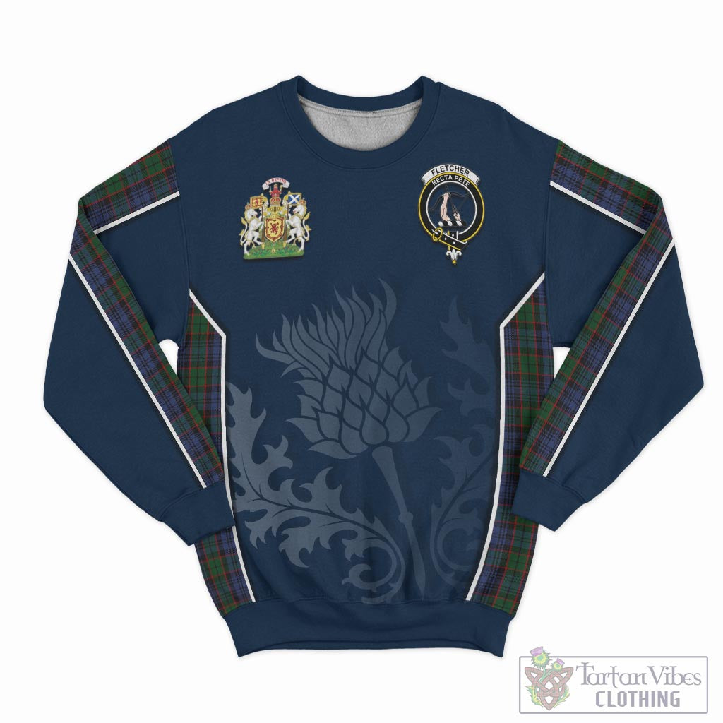 Tartan Vibes Clothing Fletcher Tartan Sweatshirt with Family Crest and Scottish Thistle Vibes Sport Style