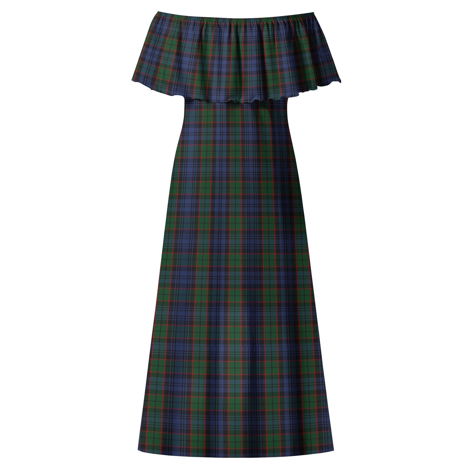 Fletcher Tartan Off Shoulder Long Dress - Tartanvibesclothing