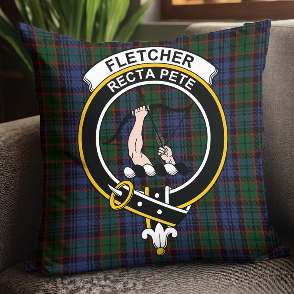 Fletcher Tartan Pillow Cover with Family Crest - Tartanvibesclothing