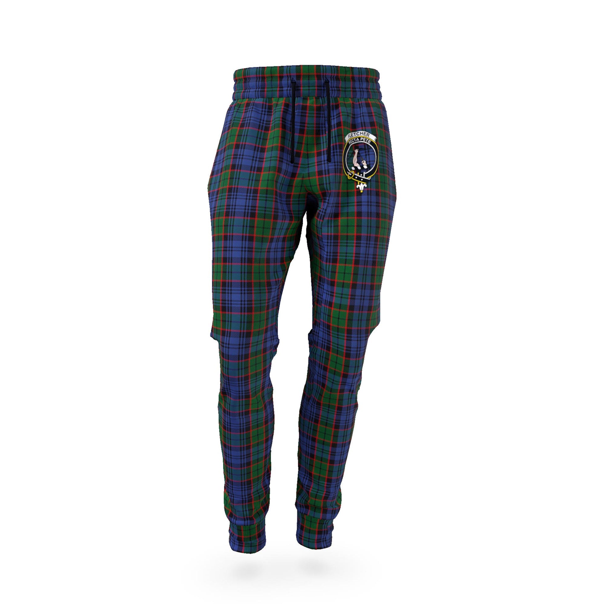 Fletcher Tartan Joggers Pants with Family Crest - Tartan Vibes Clothing