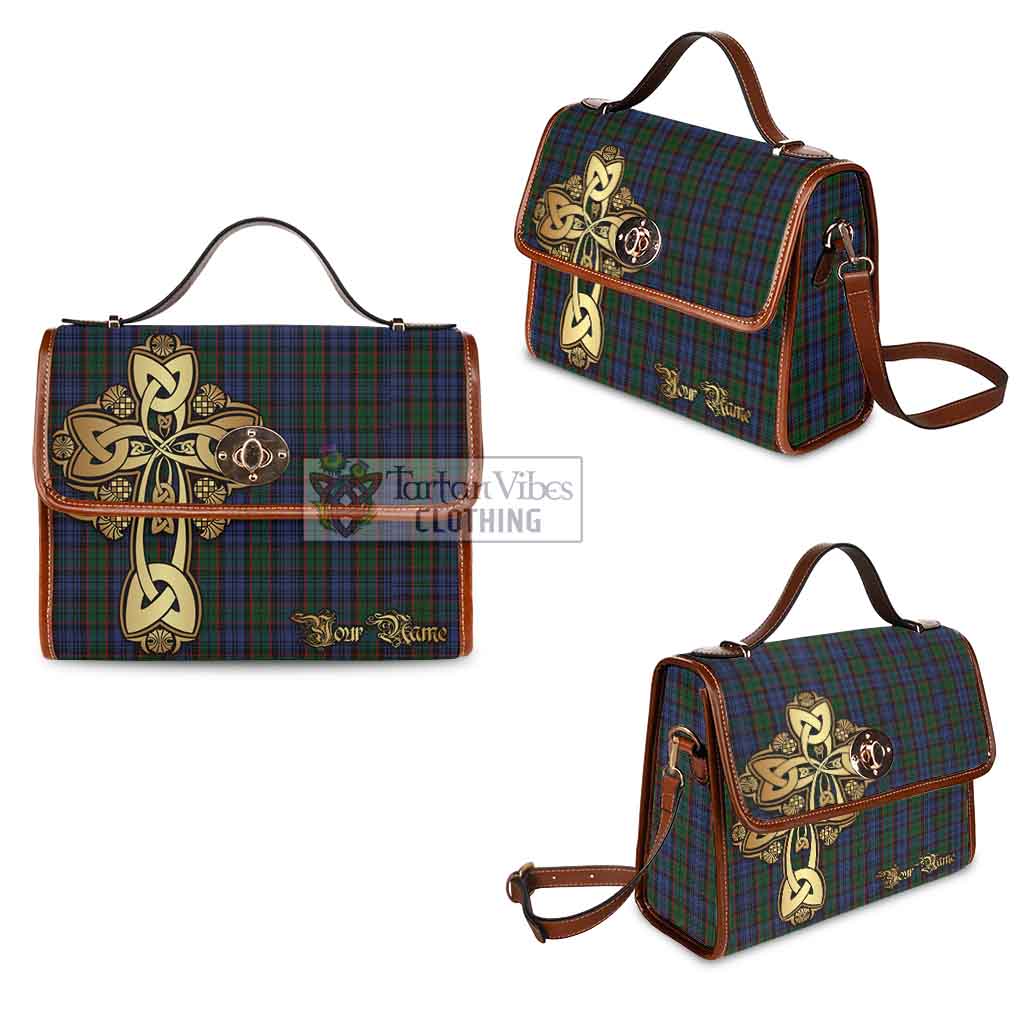 Tartan Vibes Clothing Fletcher Tartan Waterproof Canvas Bag Golden Thistle Celtic Cross Style