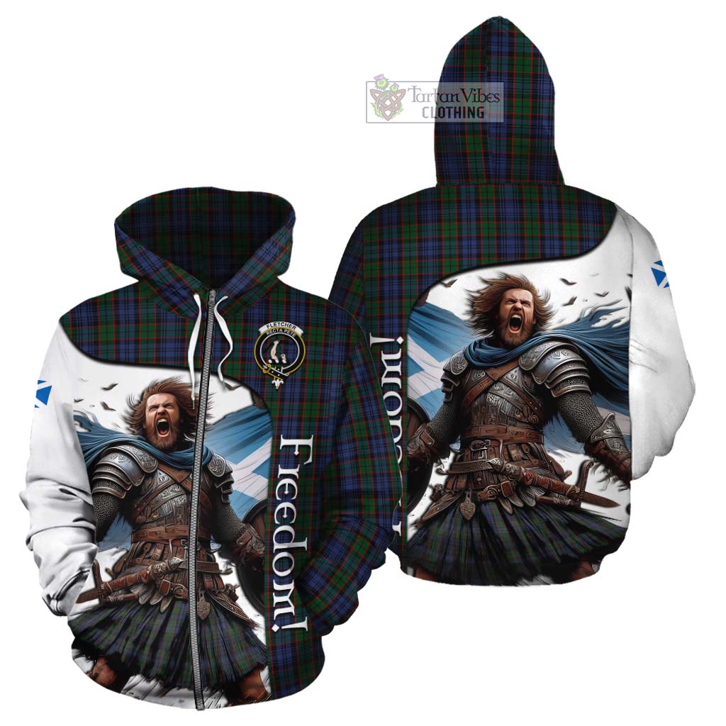 Tartan Vibes Clothing Fletcher Crest Tartan Cotton Hoodie Inspired by the Freedom of Scottish Warrior