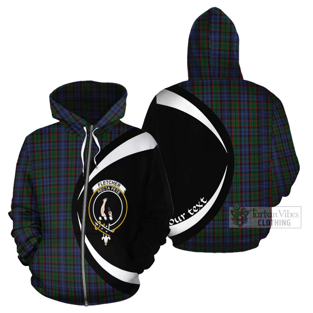 Tartan Vibes Clothing Fletcher Tartan Cotton Hoodie with Family Crest Circle Style