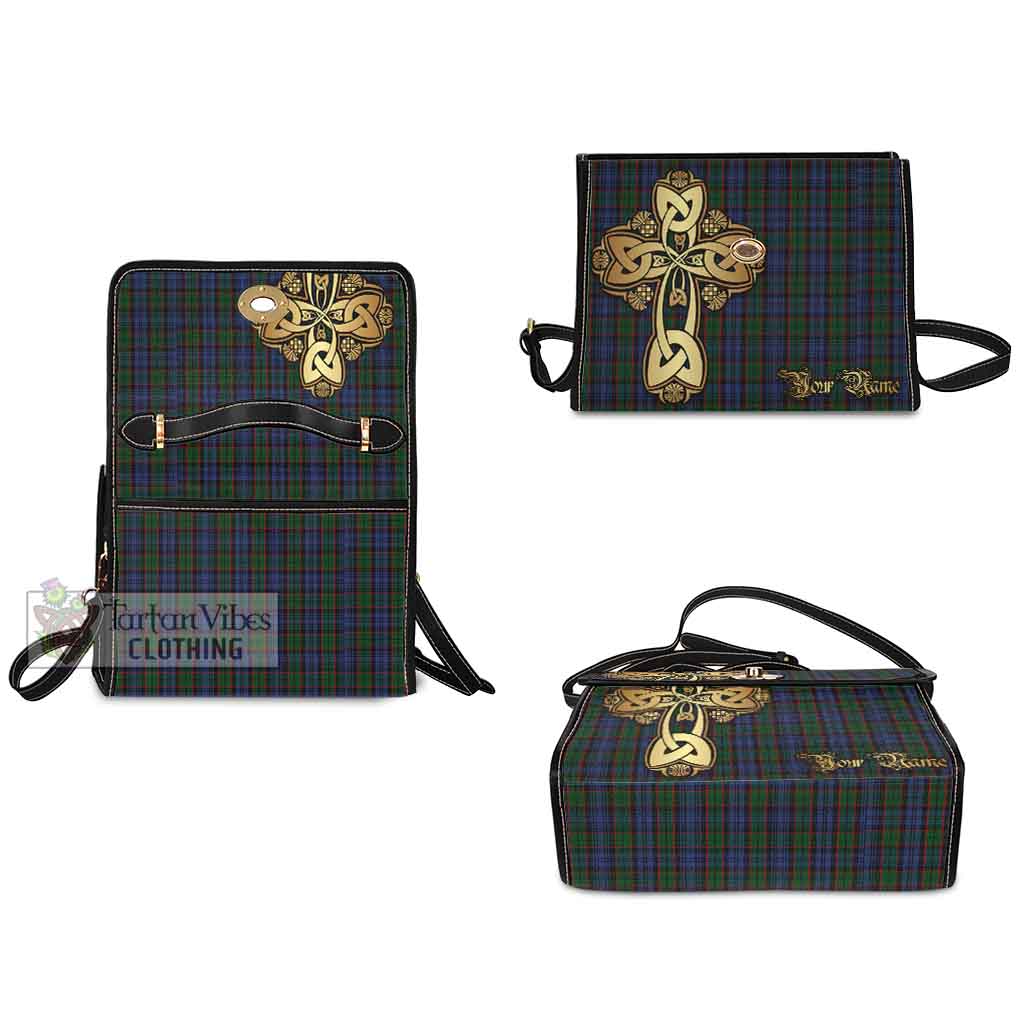 Tartan Vibes Clothing Fletcher Tartan Waterproof Canvas Bag Golden Thistle Celtic Cross Style