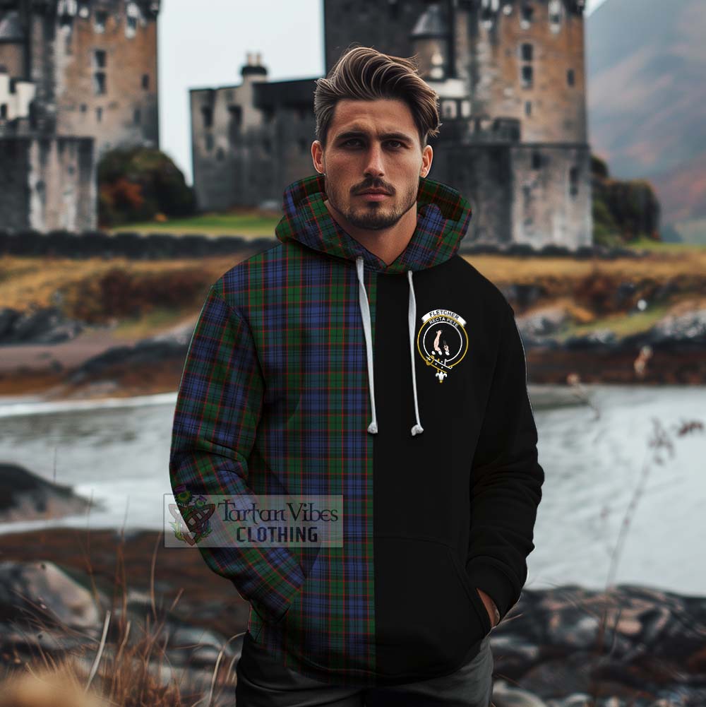 Tartan Vibes Clothing Fletcher Tartan Cotton Hoodie with Family Crest and Half Of Me Style