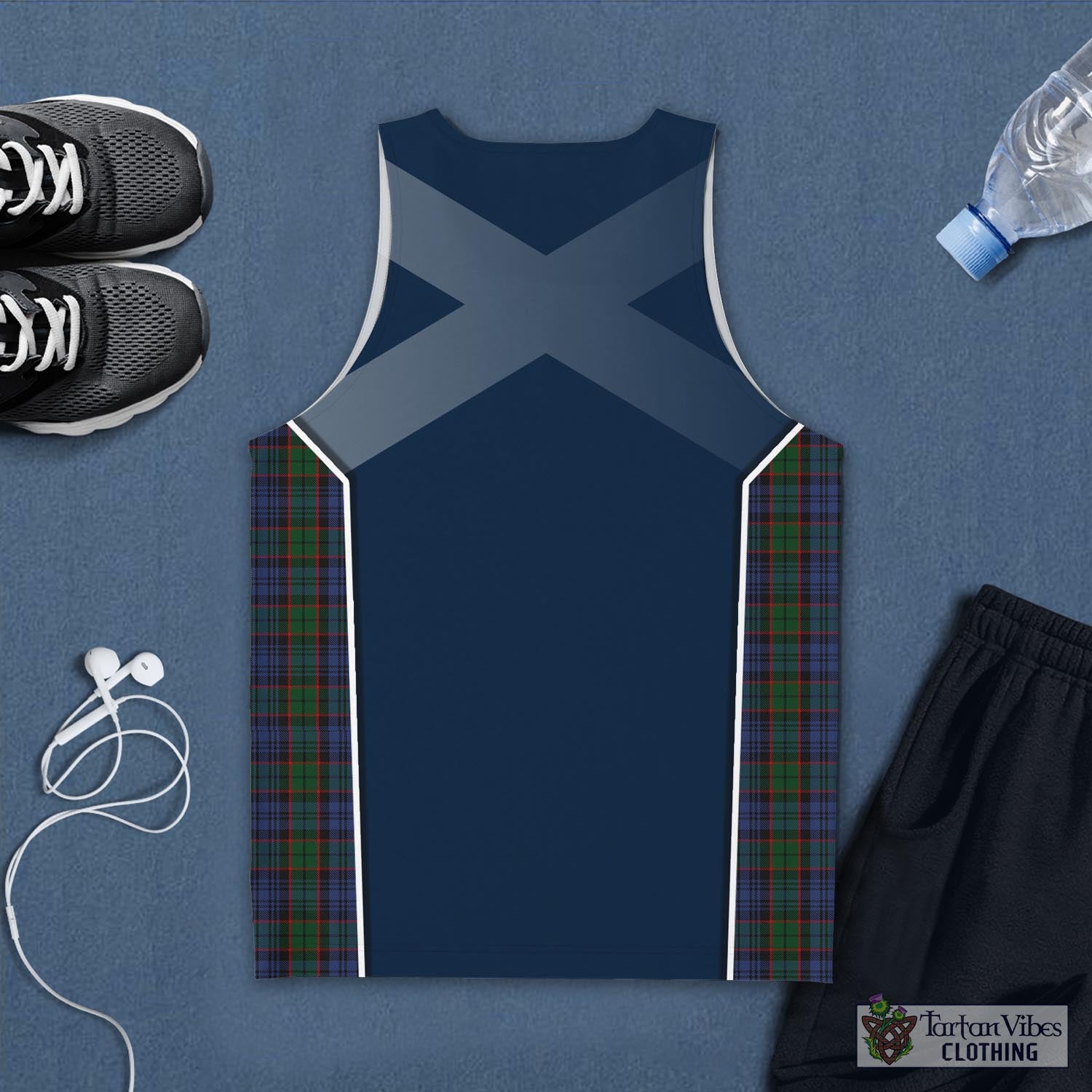 Tartan Vibes Clothing Fletcher Tartan Men's Tanks Top with Family Crest and Scottish Thistle Vibes Sport Style