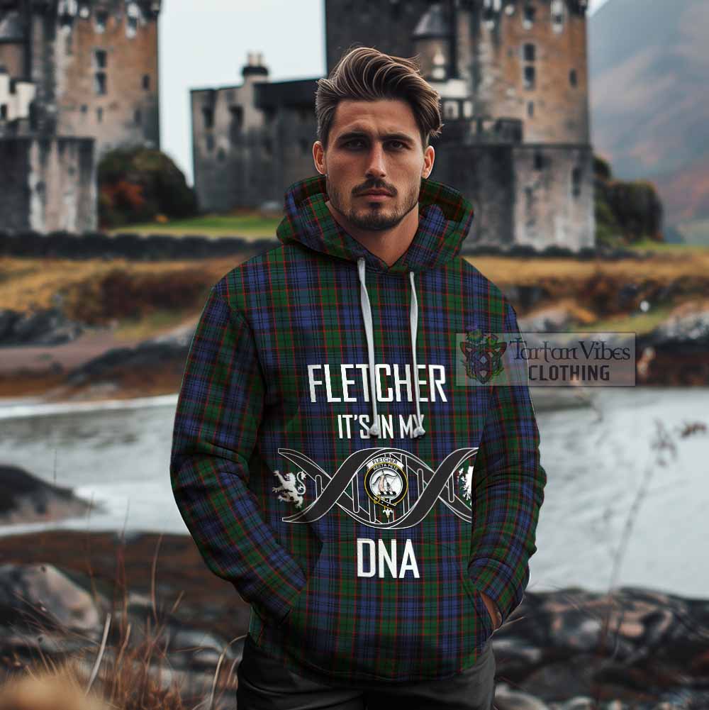 Tartan Vibes Clothing Fletcher Tartan Cotton Hoodie with Family Crest DNA In Me Style