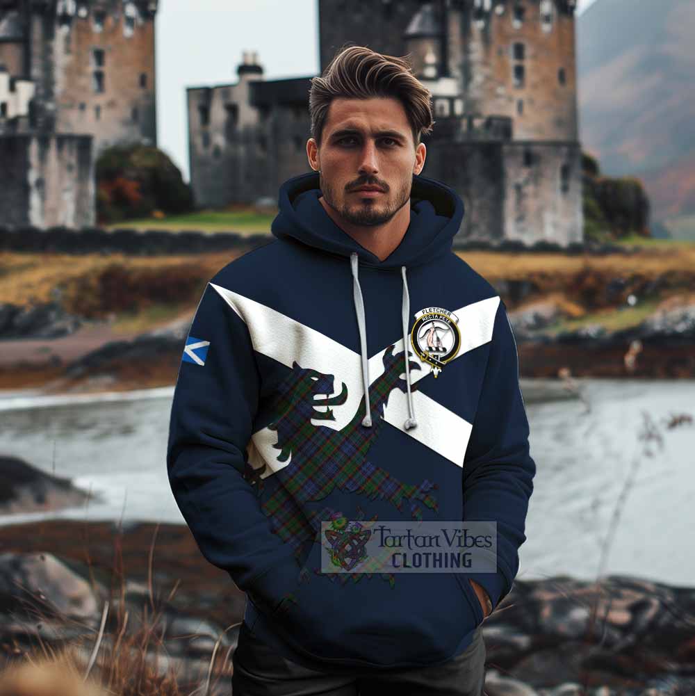 Tartan Vibes Clothing Fletcher Tartan Lion Rampant Cotton Hoodie Proudly Display Your Heritage with Alba Gu Brath and Clan Name