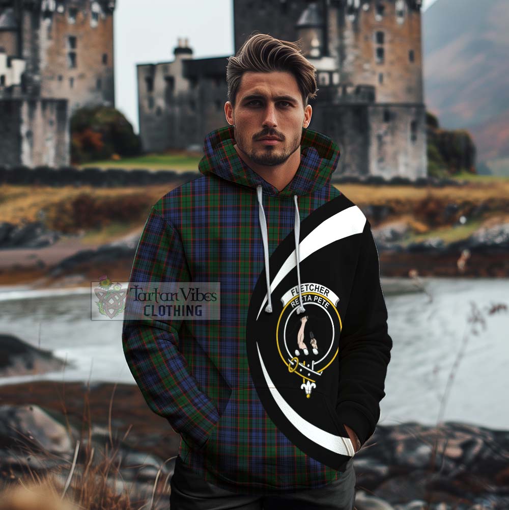 Tartan Vibes Clothing Fletcher Tartan Cotton Hoodie with Family Crest Circle Style