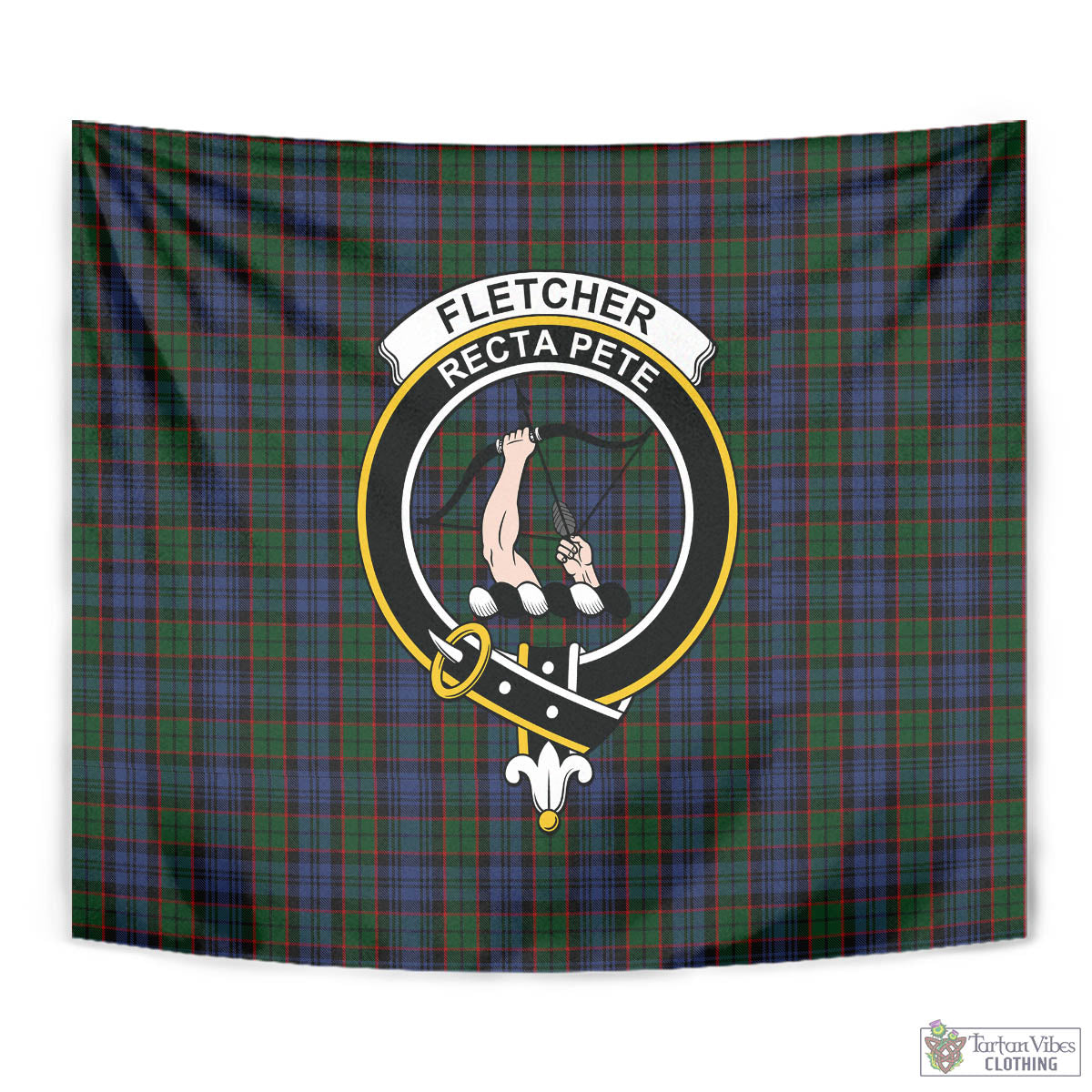 Tartan Vibes Clothing Fletcher Tartan Tapestry Wall Hanging and Home Decor for Room with Family Crest