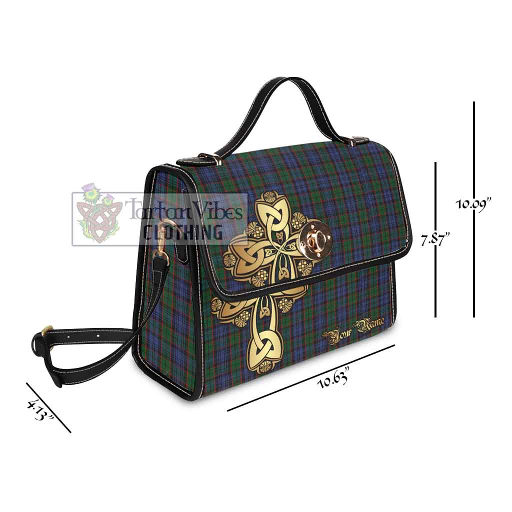 Tartan Vibes Clothing Fletcher Tartan Waterproof Canvas Bag Golden Thistle Celtic Cross Style