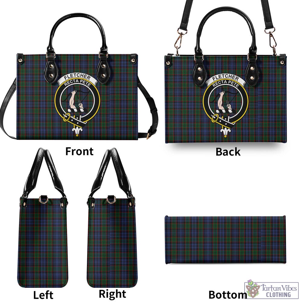 Tartan Vibes Clothing Fletcher Tartan Luxury Leather Handbags with Family Crest