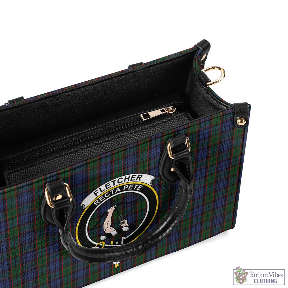 Tartan Vibes Clothing Fletcher Tartan Luxury Leather Handbags with Family Crest