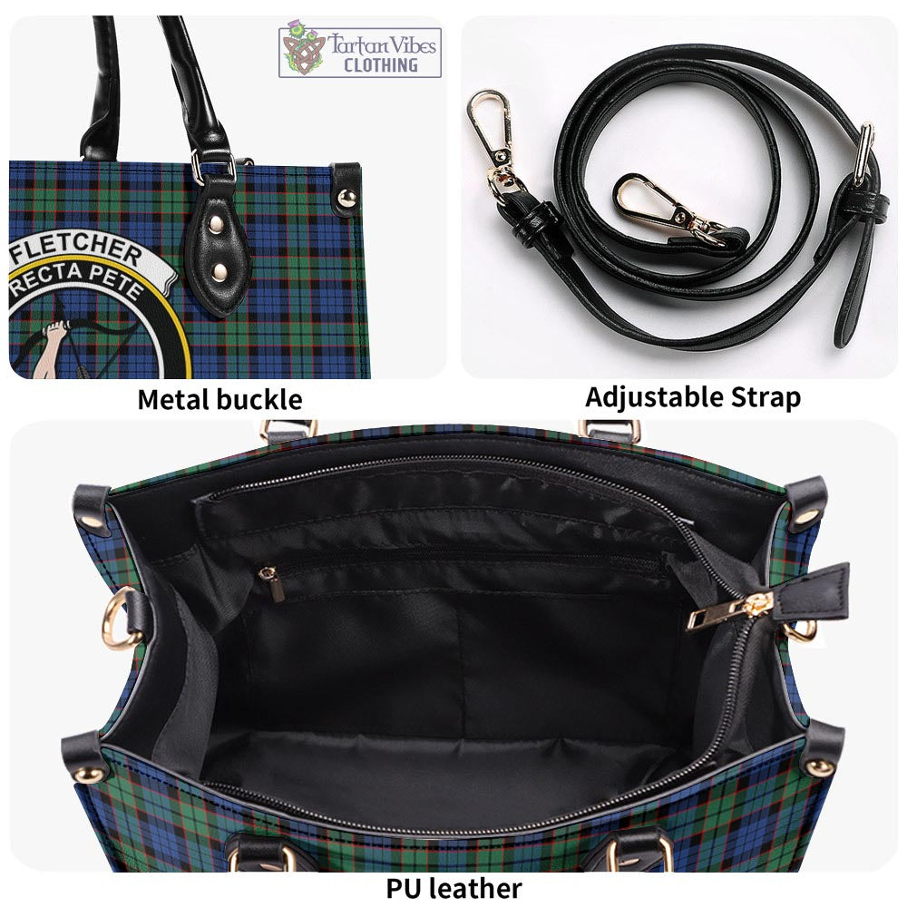 Tartan Vibes Clothing Fletcher Ancient Tartan Luxury Leather Handbags with Family Crest