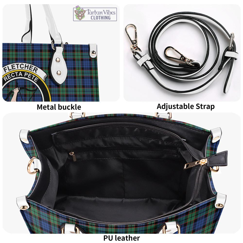 Tartan Vibes Clothing Fletcher Ancient Tartan Luxury Leather Handbags with Family Crest