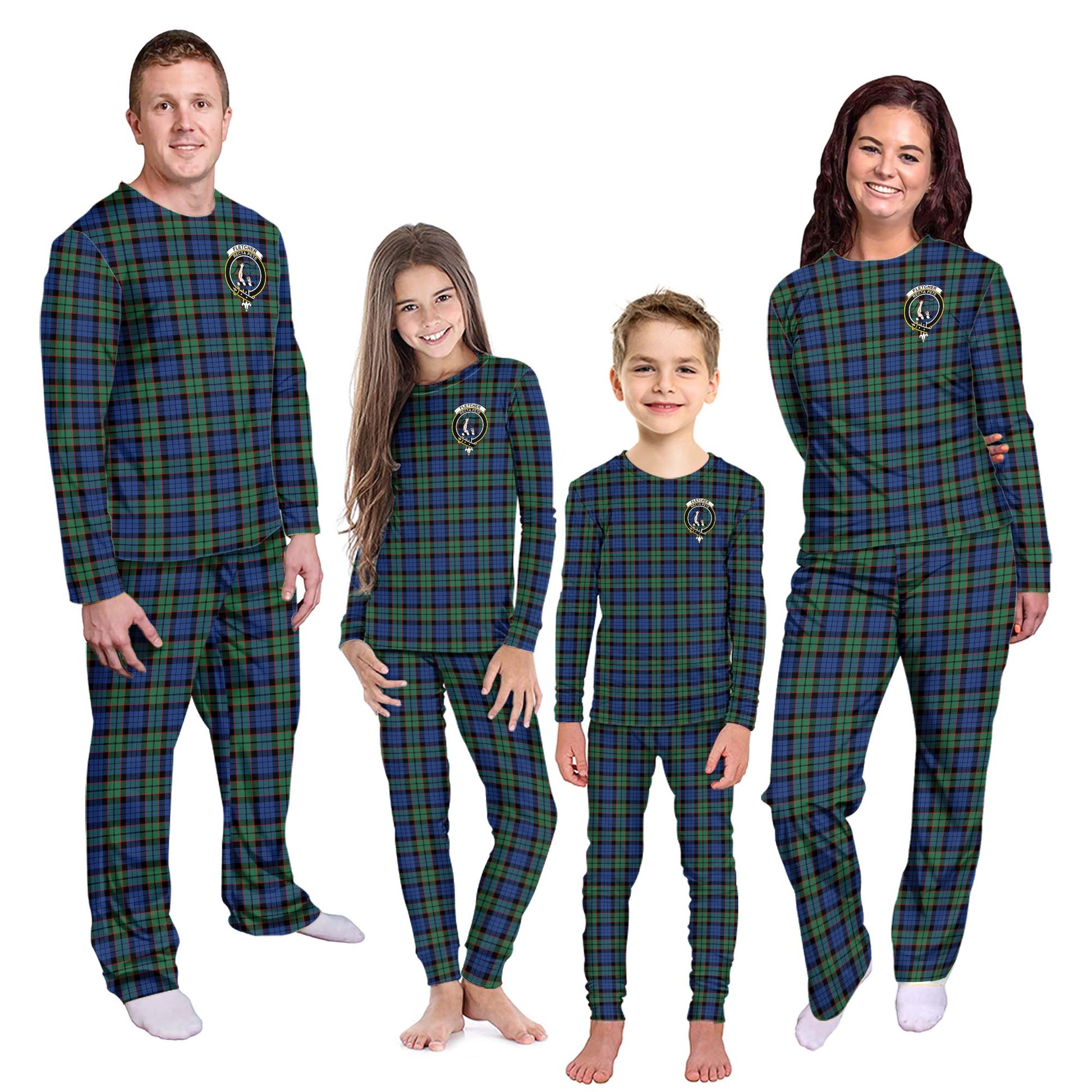 Fletcher Ancient Tartan Pajamas Family Set with Family Crest Kid - Tartan Vibes Clothing