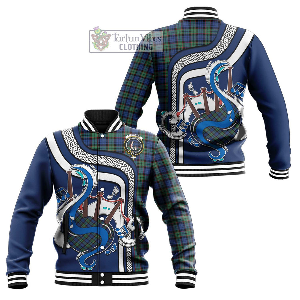 Tartan Vibes Clothing Fletcher Ancient Tartan Baseball Jacket with Epic Bagpipe Style