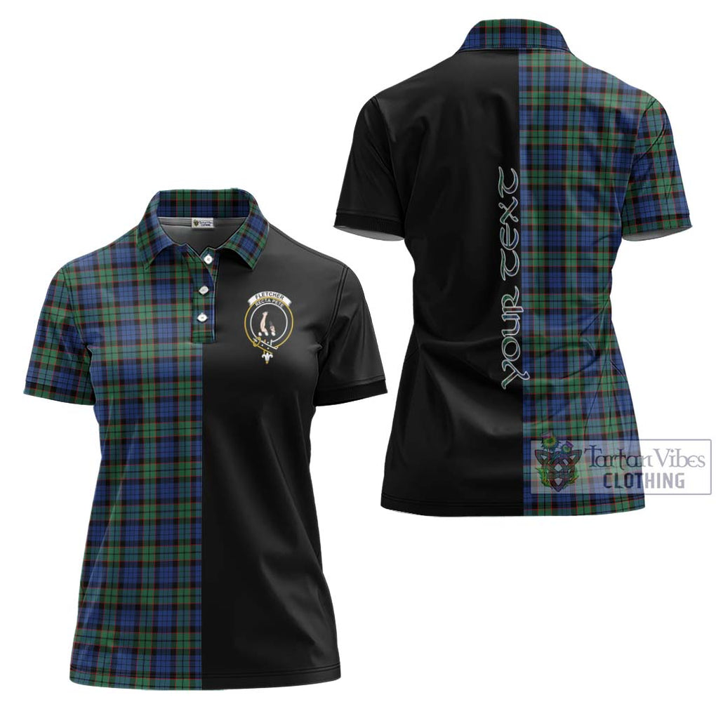 Fletcher Ancient Tartan Women's Polo Shirt with Family Crest and Half Of Me Style Women - Tartanvibesclothing Shop