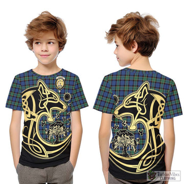 Fletcher Ancient Tartan Kid T-Shirt with Family Crest Celtic Wolf Style