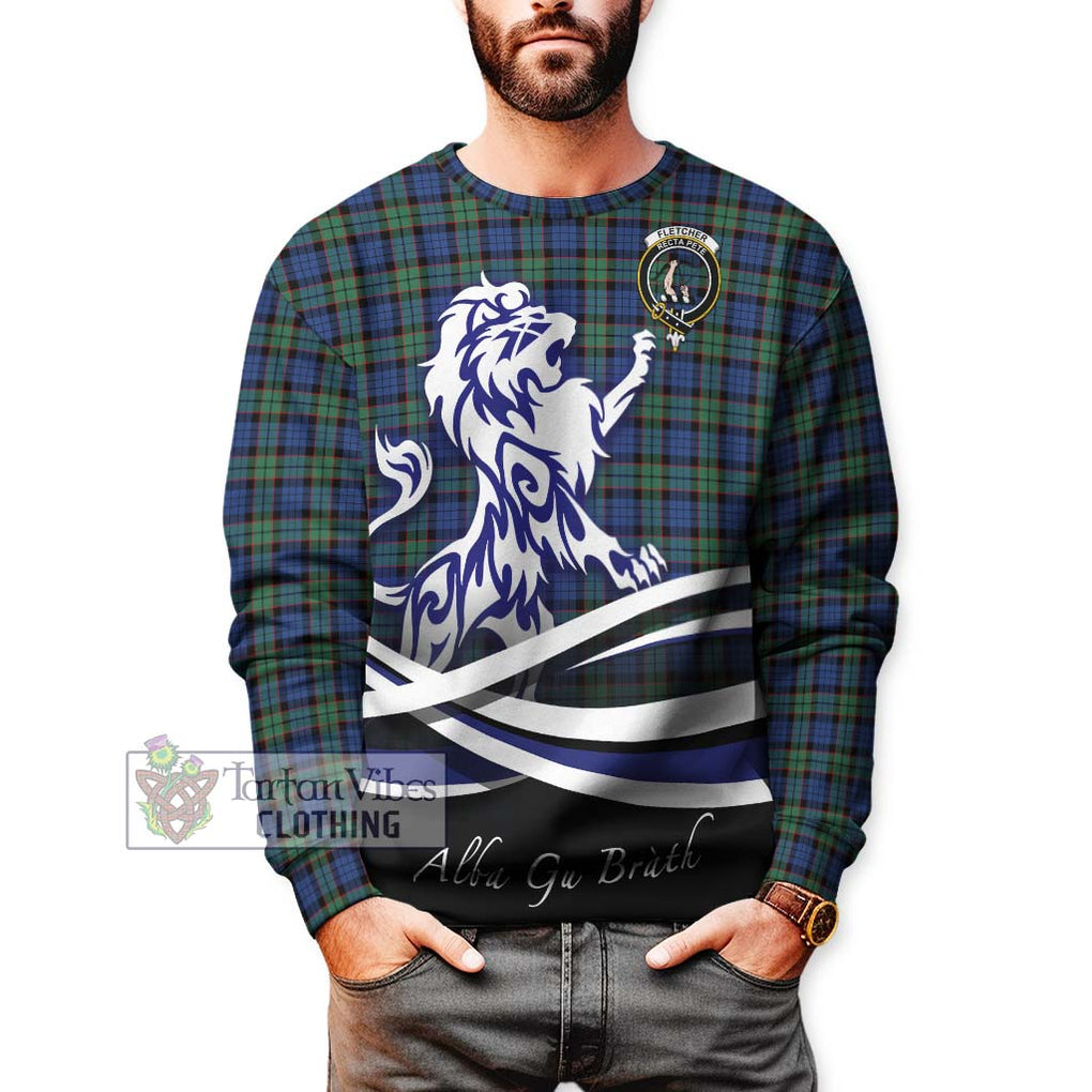 Fletcher Ancient Tartan Sweatshirt with Alba Gu Brath Regal Lion Emblem Unisex - Tartanvibesclothing Shop