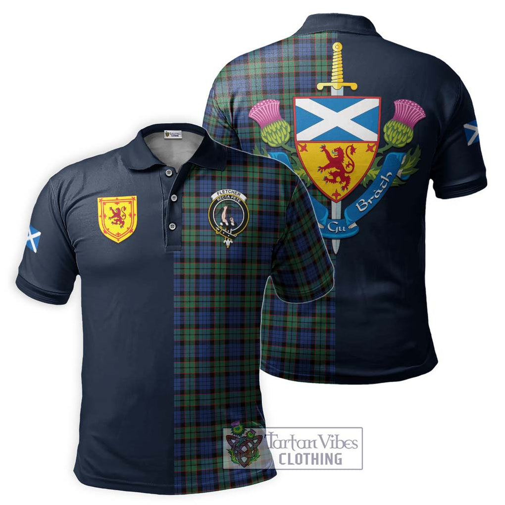 Tartan Vibes Clothing Fletcher Ancient Tartan Polo Shirt with Scottish Lion Royal Arm Half Style