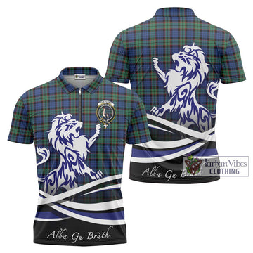 Fletcher Ancient Tartan Zipper Polo Shirt with Alba Gu Brath Regal Lion Emblem