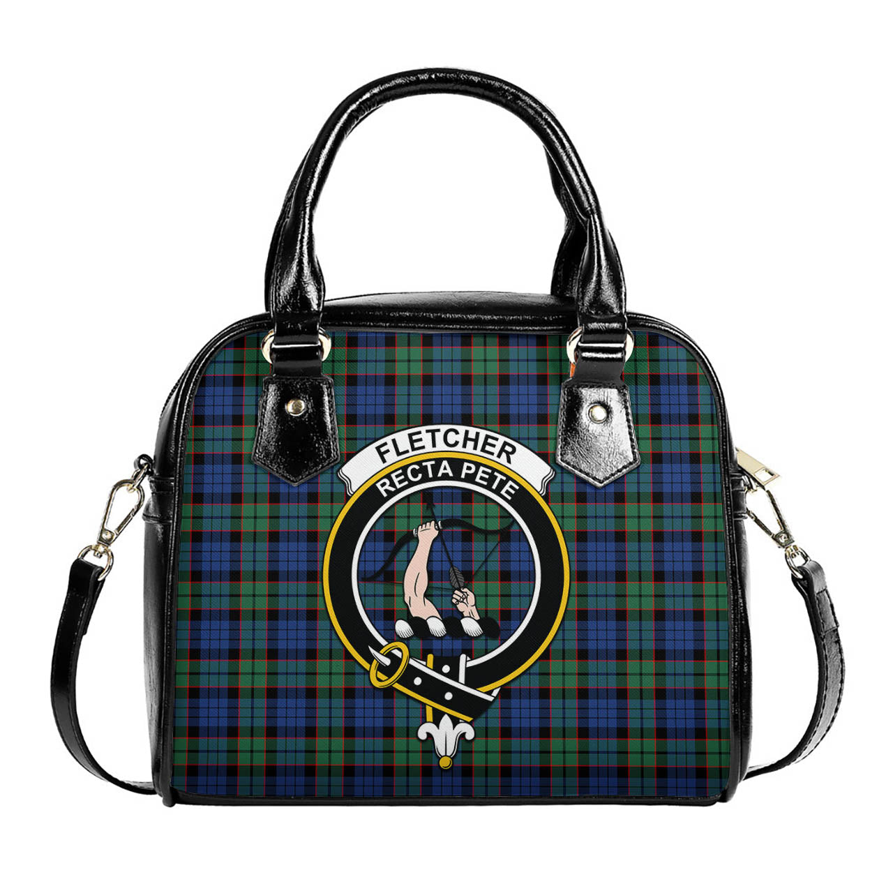 Fletcher Ancient Tartan Shoulder Handbags with Family Crest One Size 6*25*22 cm - Tartanvibesclothing