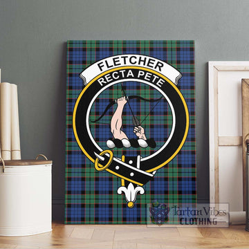 Fletcher Ancient Tartan Canvas Print Wall Art with Family Crest