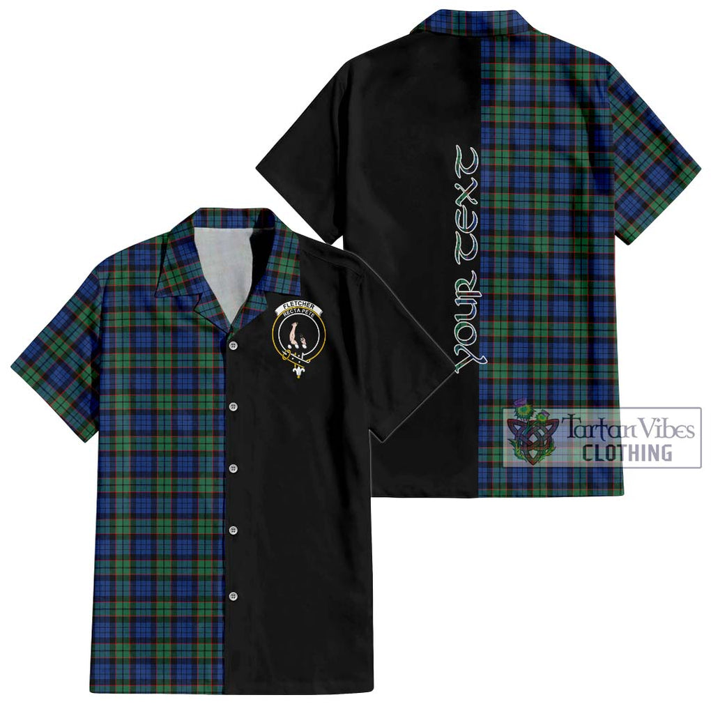 Fletcher Ancient Tartan Short Sleeve Button Shirt with Family Crest and Half Of Me Style Kid - Tartanvibesclothing Shop