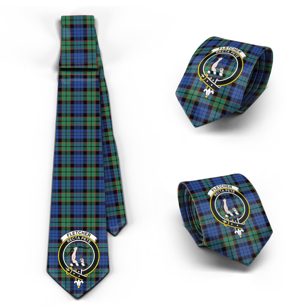 Fletcher Ancient Tartan Classic Necktie with Family Crest Necktie One Size - Tartan Vibes Clothing