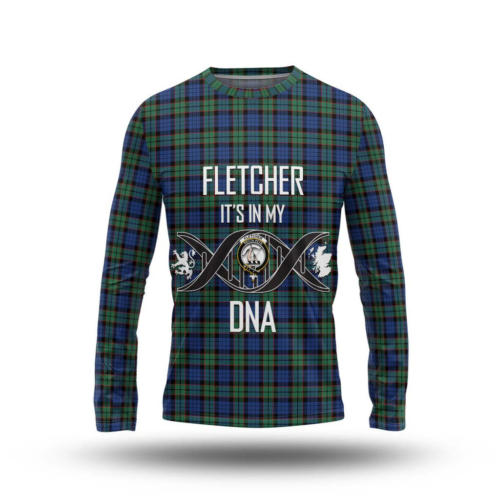 Fletcher Ancient Tartan Long Sleeve T-Shirt with Family Crest DNA In Me Style Unisex - Tartanvibesclothing Shop