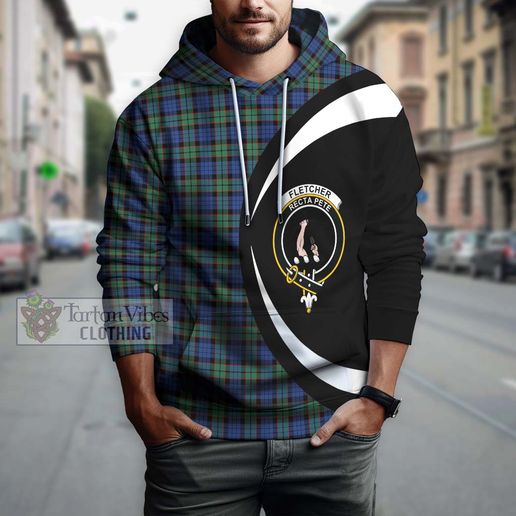 Tartan Vibes Clothing Fletcher Ancient Tartan Hoodie with Family Crest Circle Style