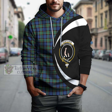 Fletcher Ancient Tartan Hoodie with Family Crest Circle Style