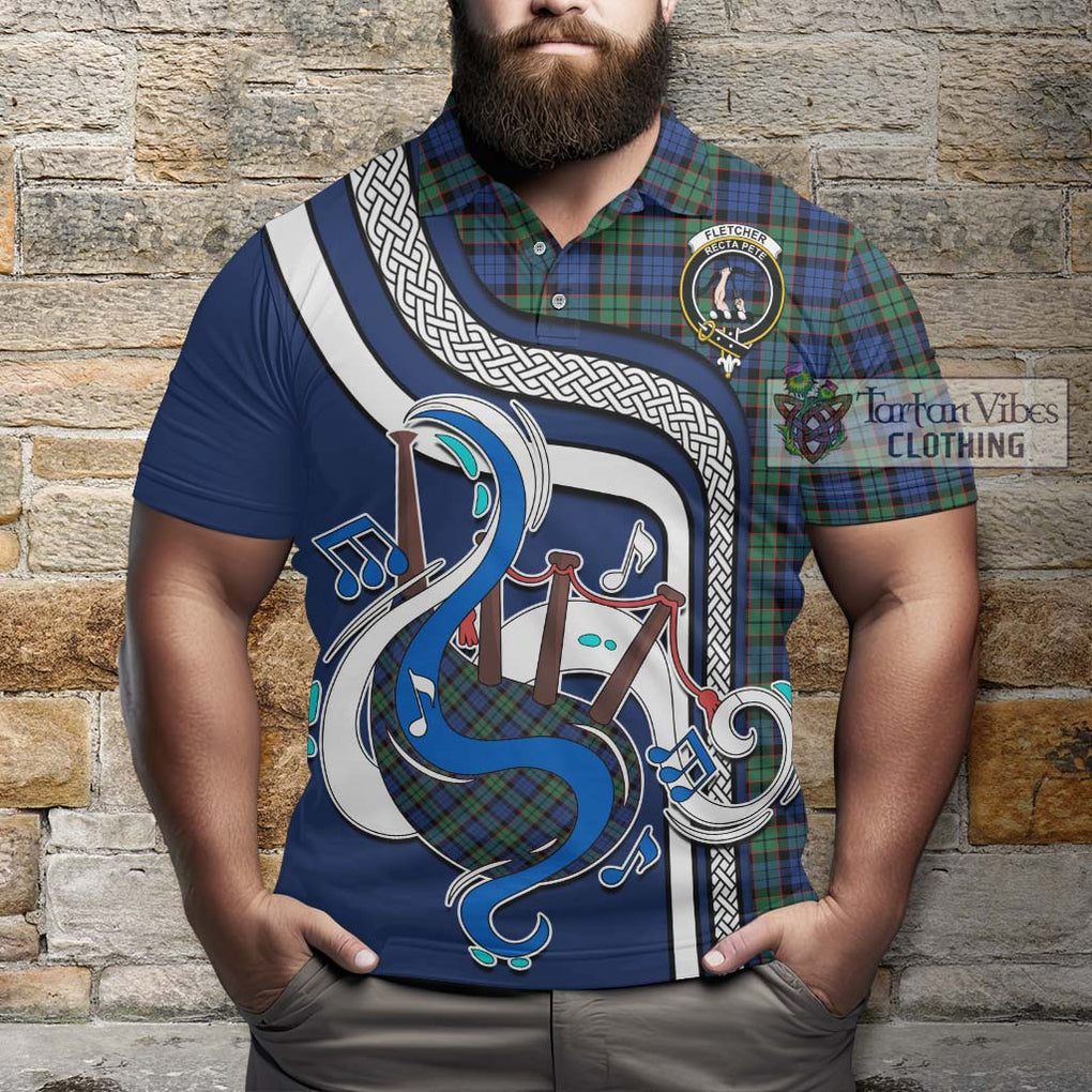 Tartan Vibes Clothing Fletcher Ancient Tartan Polo Shirt with Epic Bagpipe Style