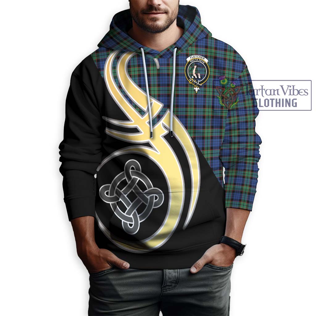 Fletcher Ancient Tartan Hoodie with Family Crest and Celtic Symbol Style Zip Hoodie - Tartan Vibes Clothing