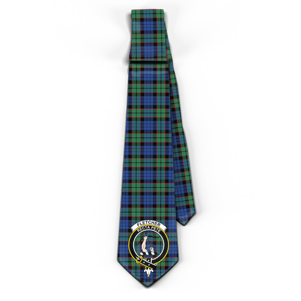 Fletcher Ancient Tartan Classic Necktie with Family Crest - Tartan Vibes Clothing