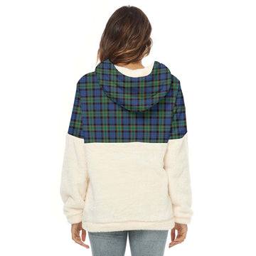 Fletcher Ancient Tartan Women's Borg Fleece Hoodie With Half Zip with Family Crest