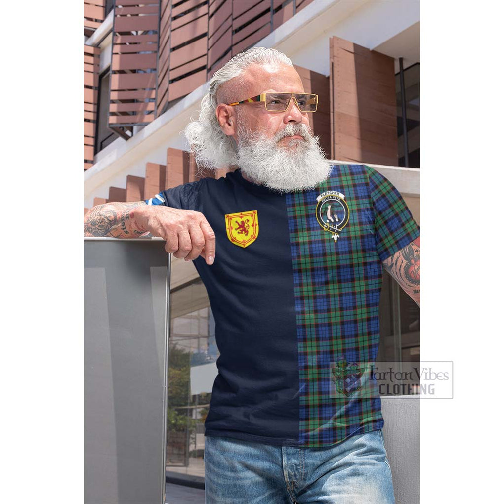 Tartan Vibes Clothing Fletcher Ancient Tartan Cotton T-shirt with Scottish Lion Royal Arm Half Style