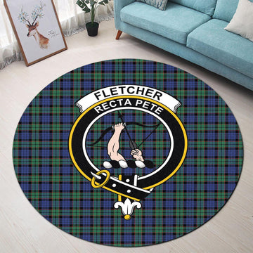 Fletcher Ancient Tartan Round Rug with Family Crest