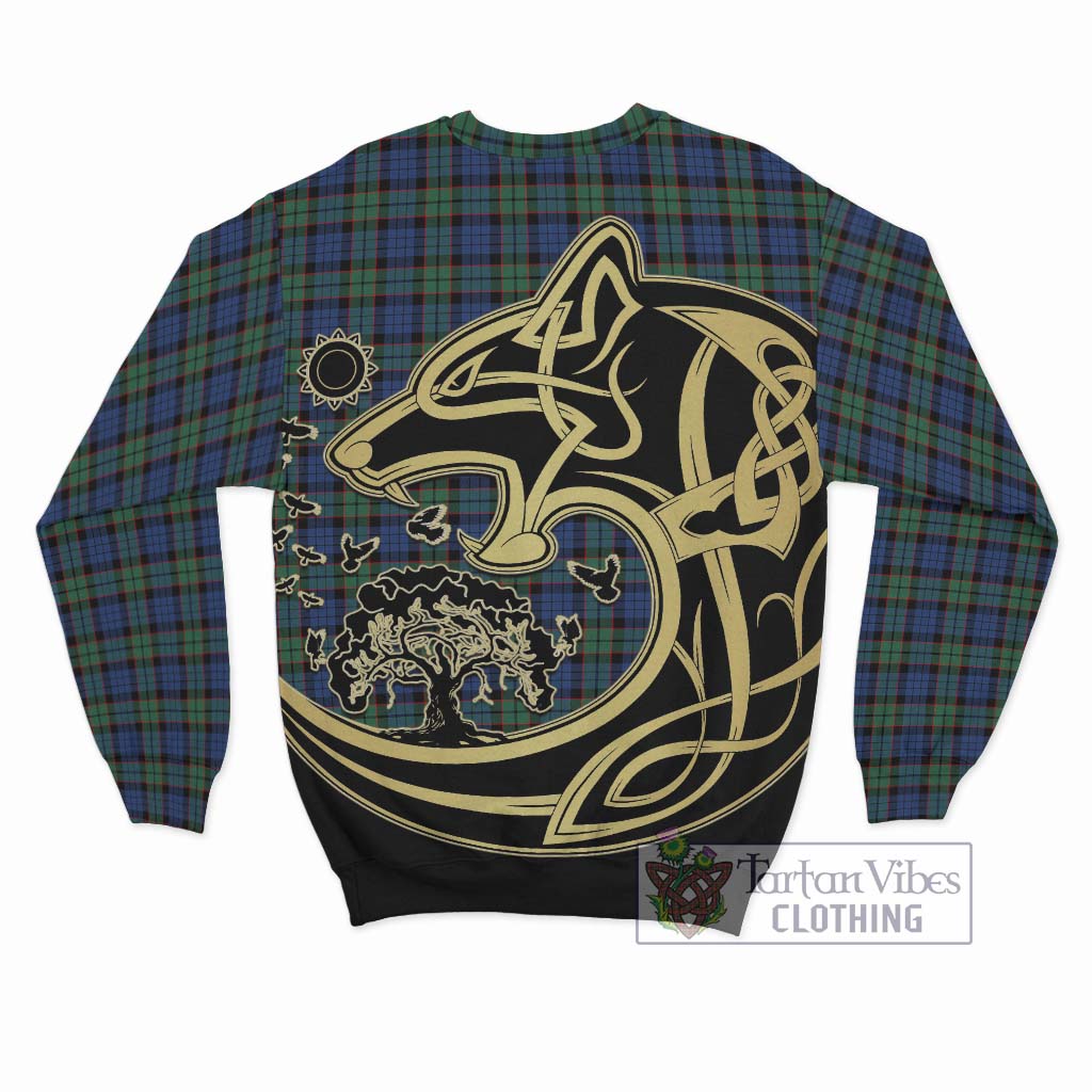 Tartan Vibes Clothing Fletcher Ancient Tartan Sweatshirt with Family Crest Celtic Wolf Style