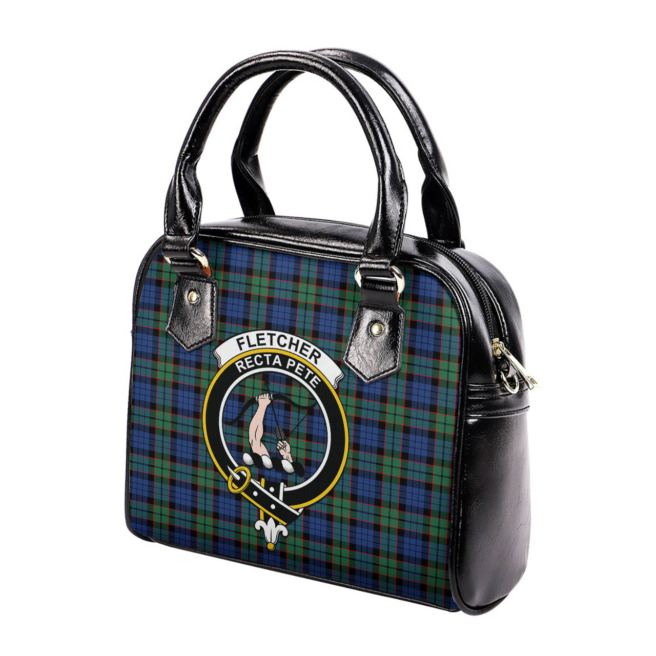 Fletcher Ancient Tartan Shoulder Handbags with Family Crest - Tartanvibesclothing